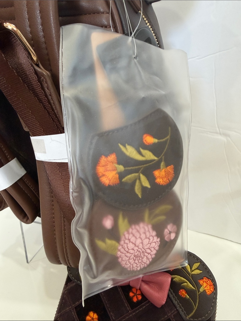 Boxlunch Exclusive Disney Minnie Velvet Floral Mini Backpack & Matching Wallet - Picture 5 of 7